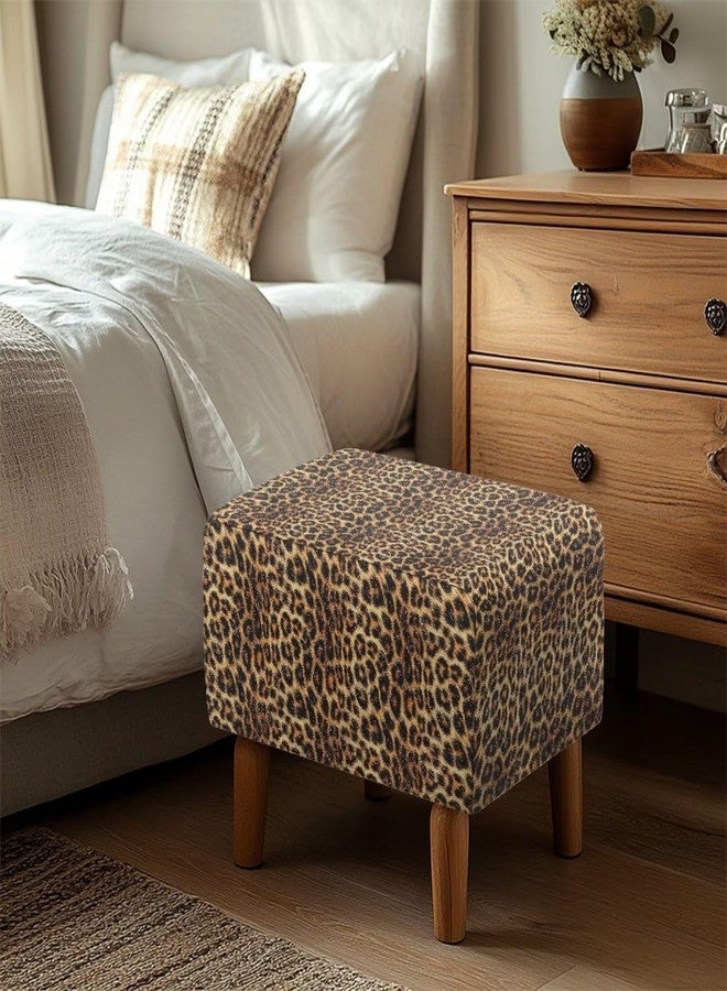 غطاء عثماني قابل للطي من المخمل المطاطي بنقشة جلد النمر البني من تالايتوس، مناسب لكرسي تخزين مستطيل قابل للطي، غطاء عثماني يسمح بمرور الهواء، غطاء كرسي صغير لغرفة المعيشة - Image 3